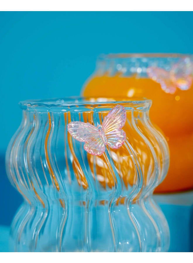 Home Pro Butterfly Glass Cup -Transparent - Image 3